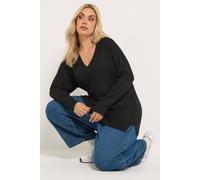 Yours Women's Knitted V-Neckline Jumper in Black | Size: 22/24