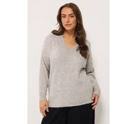 Yours Women's Knitted V-Neckline Jumper in Natural | Size: 26/28