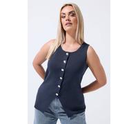 Yours Knitted Vest Top In Mid Navy Mid Navy 22-24