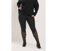 Yours Women's Lace Asymmetric Insert Leggings in Black | Size: 26