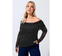 Yours Lace Bardot Top In Black Black 20