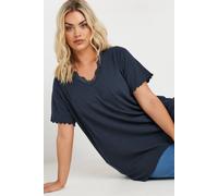 Yours Curve Blue Lace Detail Top - Women's - Plus Size Curve