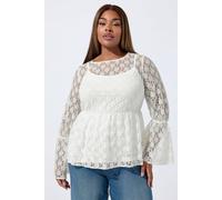 Yours Lace Flare Sleeve Peplum Top In Cream Cream 20