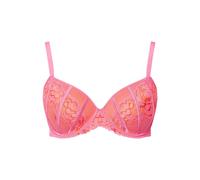 Yours Curve Contrast Lace Padded Plunge Bra - Women's - Plus Size Curve Pink