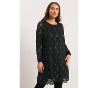 Yours Lace Scallop Hem Mini Dress In Black Black 26-28