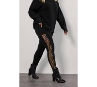 Yours Lace Side Stripe Leggings In Black Black 18