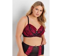 Yours Lace Strap Detail Plunge Bra In Red Red