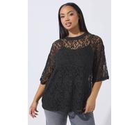 Yours Limited Collection Curve Lace T-Shirt - Women's - Plus Size Curve Black