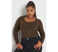 Yours Curve Chocolate Lace Trim Bodysuit - Women's - Plus Size Curve
