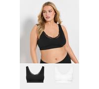 Yours Lace Trim Seamless Bralette In Black Black 26-28