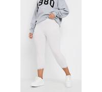 Yours for Good Curve Cotton Lace Trim Stretch Crop Leggings - Women's - Plus Size Curve White