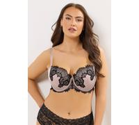 Yours Curve Blush Lace Trim Underwired Bra - Women's - Plus Size Curve Pink