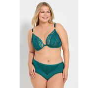 Yours Lace Underwired Plunge Bra In Green Green 38G