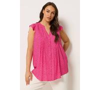 Yours Women's Leaf Pintuck Blouse in Bright Pink | Size: 14