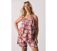 Yours Leaf Print Cami Top In Burnt Orange Burnt Orange 34-36
