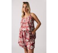 Yours Curve Burnt Leaf Print Shorts - Women's - Plus Size Curve Orange