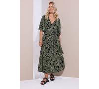 Yours Curve Green Leaf Wrap Maxi Dress - Women's - Plus Size Curve