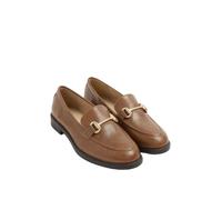 Yours - Leather Metal Trim Loafers in Wide E Fit - Women's Brown