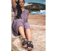 Yours Women's Leather Woven Fisherman Sandals in Black | Size: 8EEE Yours Black 8EEE