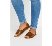 Leather Woven Flat Sandals Yours Brown 8E