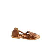 Yours - Leather Woven Flat Sandals in Wide E Fit & Extra Wide Eee Fit - Women's Brown