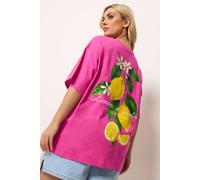 Yours Women's Lemon Graphic T-Shirt in Pink | Size: 20 Yours Pink 20