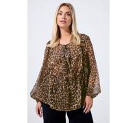 Yours Leopard Bow Tie Front Blouse In Brown Brown 20