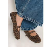Yours - Leopard Buckle Detail Mary Jane Flats in Wide E Fit - Women's