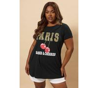 Yours Leopard Cherry Graphic T-Shirt In Black Black 20