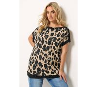 Yours Women's Leopard Eyelet Trim Top in Black | Size: 22-24 Yours Black 22-24