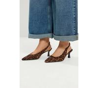 Yours - Leopard Faux Suede Sling Back Heels In Wide E Fit - Women's