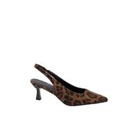 Yours - Leopard Faux Suede Sling Back Heels In Wide E Fit - Women's