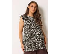 Yours Curve Leopard Frill Sleeve Vest Top - Women's - Plus Size Curve