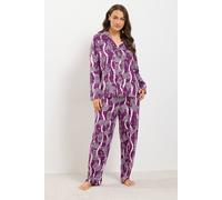 Yours Leopard Graphic Soft Touch Pyjama Set In Purple Purple