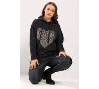 Yours Women's Leopard Heart Sequin Hoodie in Black | Size: 26-28 Yours Black 26-28