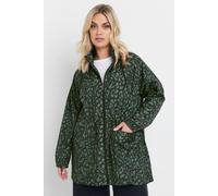 Yours Curve Green Leopard Lightweight Parka Jacket - Women's - Plus Size Curve