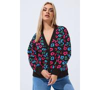Yours Leopard Print Balloon Sleeve Cardigan In Black Black
