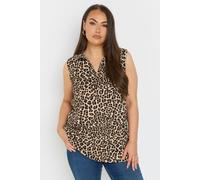 Yours Leopard Print Collared Vest Top In Brown Brown 18