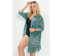 Yours Curve Blue Leopard Print Cover Up - Women's - Plus Size Curve