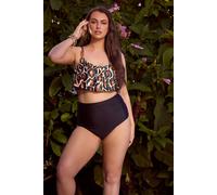 Yours Leopard Print Frill Bikini Top In Brown Brown 22