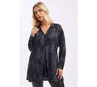 Yours Curve Leopard Print Jersey Shirt - Women's - Plus Size Curve Grey