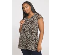 Yours Leopard Print Mesh Top In Black Black 26-28