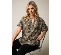 Yours Leopard Print Metal Trim Blouse In Brown Brown 14