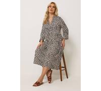 Yours Women's Leopard Print Midi Dress in Brown | Size: 20