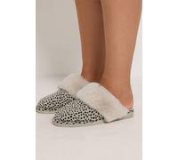 Yours - Brown Leopard Print Mule Slippers - Women's - Plus Size Curve