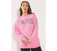 Yours Leopard Print 'paris' Sweatshirt In Pink Pink 30-32