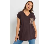 Yours Leopard Print Pocket T-Shirt In Brown Brown