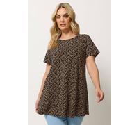 Yours Curve Leopard Print Swing T-Shirt - Women's - Plus Size Curve Black