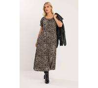 Yours Curve Beige Leopard Print Textured Maxi Dress - Women's - Plus Size Curve