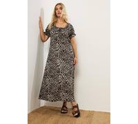 Yours Curve Beige Leopard Print Textured Maxi Dress - Women's - Plus Size Curve